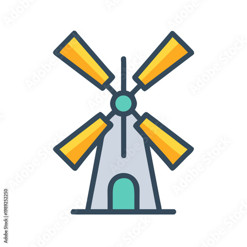 Stylized windmill icon against black backdrop, suitable for renewable energy themes