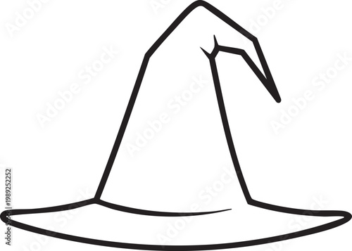 A classic witch hat with a pointed top and a wide brim