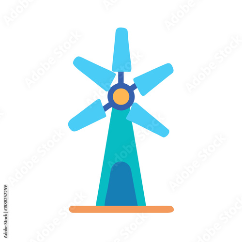 Flat vector illustration of a stylized windmill against a black background