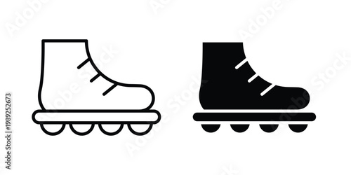 Roller skates icon set, isolated on white background flat vectors