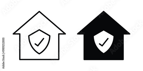 Safe home icon set, isolated on white background flat vectors