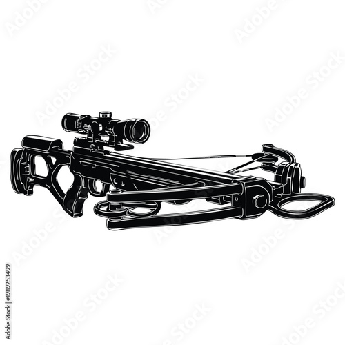 Crossbow silhouette vector set bundle isolated on white.