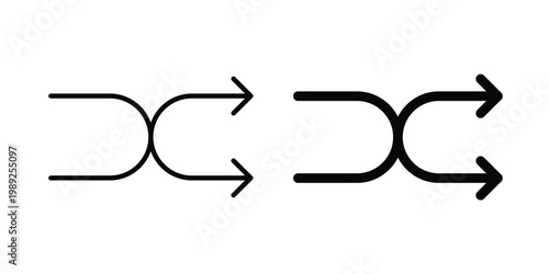 Shuffle arrow icon set, isolated on white background flat vectors