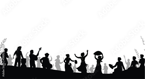 Diverse group of people celebrating and dancing together outdoors