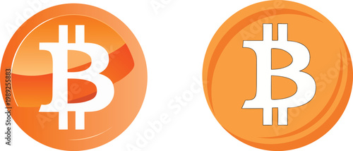 Bitcoin btc crypto coin icons set for global digital payment systems and cryptocurrency trading platform mobile interface.