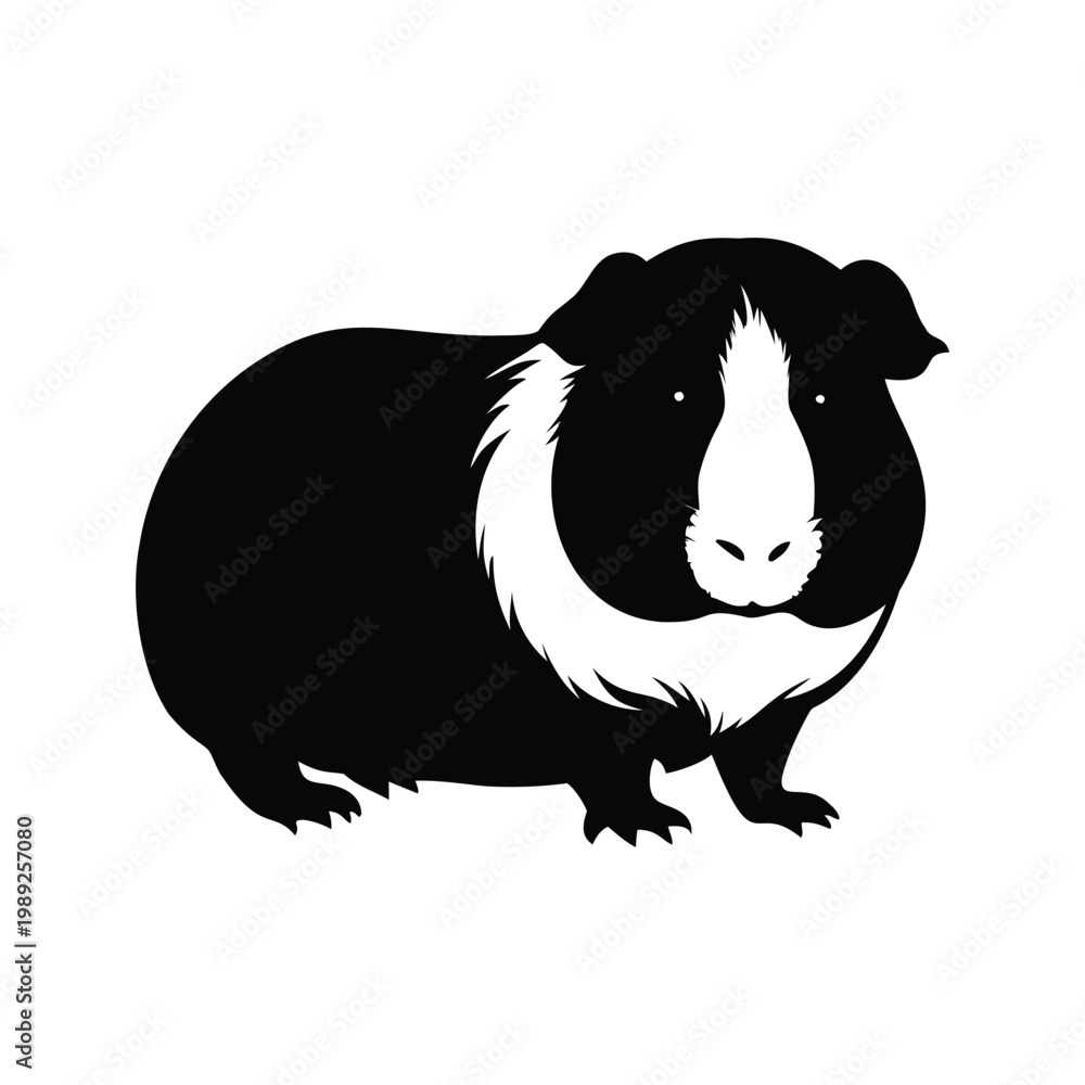 Obraz premium Adorable guinea pig silhouette vector illustration showcasing its cute and fluffy appearance, guinea pig silhouette vector illustration