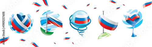 Vector set of the Russian flag in various creative designs
