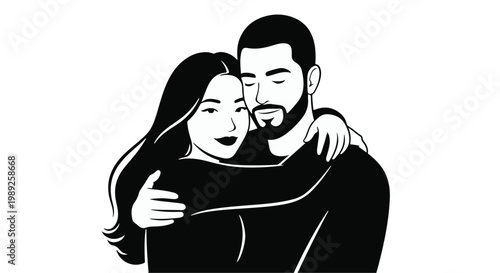 Loving couple embracing with eyes closed, sharing a tender moment of connection.