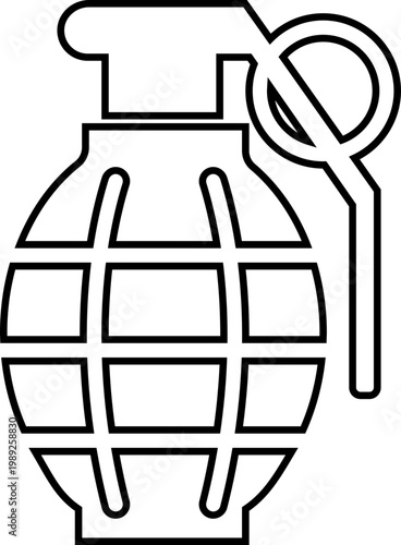 Grenade bomb weapon icon set in black flat and line style vector illustration, explosive military hand grenade symbol pack minimal outline design