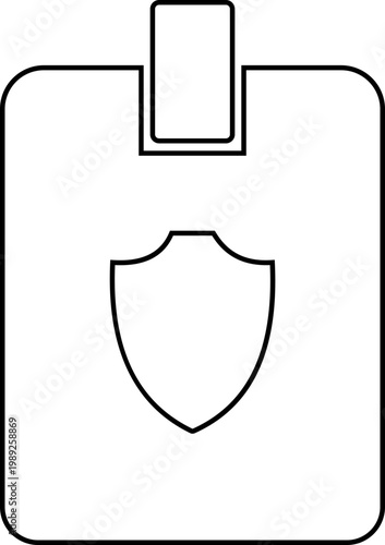 Security badge identification access icon in black flat and line style vector illustration, ID card credential pass symbol pack minimal outline design