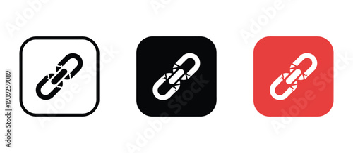 Broken Chain Link Icon Disconnected Connection Hyperlink Error Symbol Square Vector Illustration Collection Isolated Background