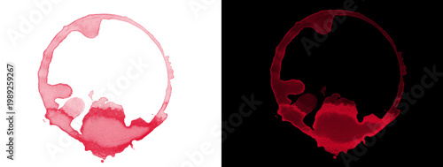 Red Liquid Bubble Splash Circle on White and Black