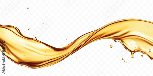 Abstract 3d liquid gold or oil splash in curve style isolated on transparent background	

