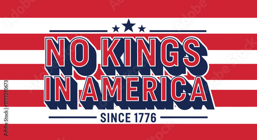 Obraz na płótnie No kings in america since 1776 patriotic design with stars and stripes