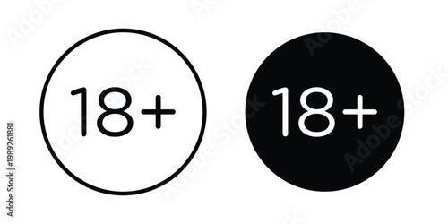 18 Plus icon set, isolated on white background flat vectors