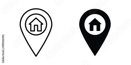 Fotografía Address icon set, isolated on white background flat vectors