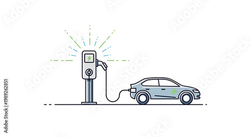 Electric Car Charging Station, Green Energy Vehicle Charging, Modern Transportation