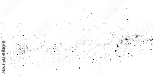 Black grunge texture with scattered speckles and splatters on white background vector graphic design element