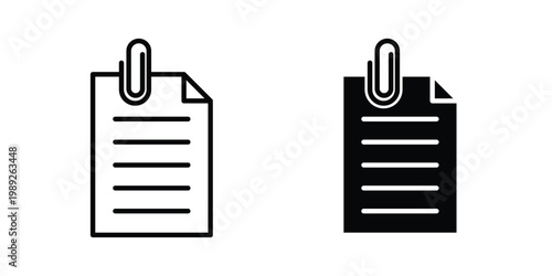 Attach document icon set, isolated on white background flat vectors
