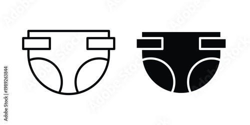 Baby diaper icon set, isolated on white background flat vectors