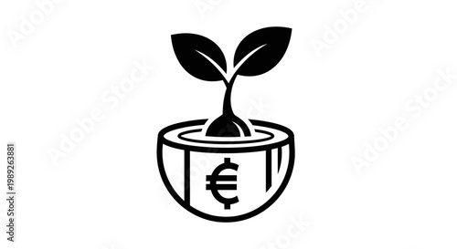 Euro Coin Plant Growth Icon