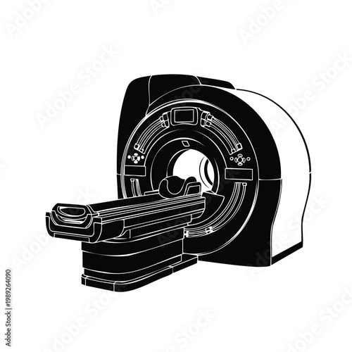 Medical mri scanner silhouette set bundle for diagnostic healthcare art.