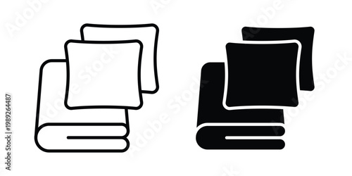 Bed linen icon set, isolated on white background flat vectorsaging design Vector illustrationsn with pillows icon set, isolated on white background flat vectors