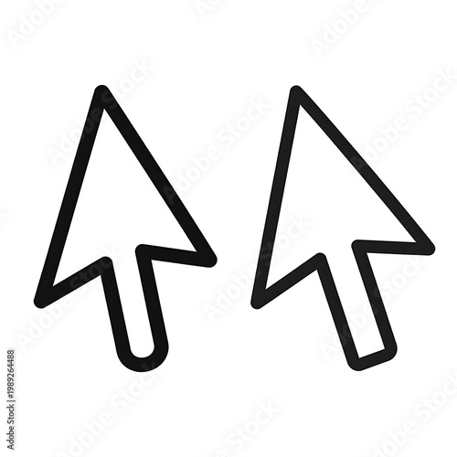 A minimalist illustration of two computer mouse cursors