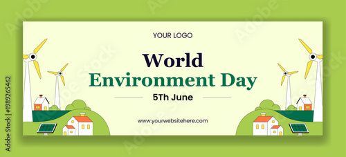 Social Media Cover Flat Cartoon Hand Drawn Background World Environment Day