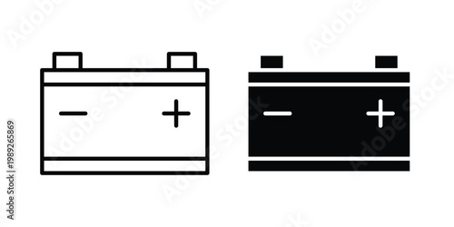 Car Battery icon set, isolated on white background flat vectors