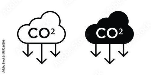carbon reduction icon set, isolated on white background flat vectors