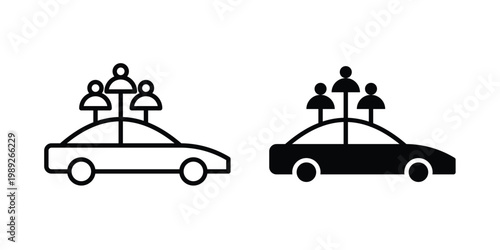 Carpool share icon set, isolated on white background flat vectors
