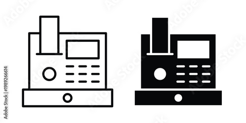 Cash register icon set, isolated on white background flat vectors