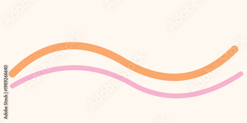 Dynamic wavy lines in orange and pink hues create an artistic brush stroke effect with smooth curves and minimalist style