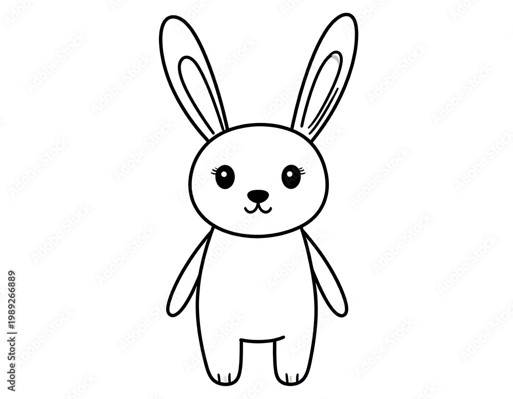 Obraz premium A simple line drawing of a cute rabbit with big ears