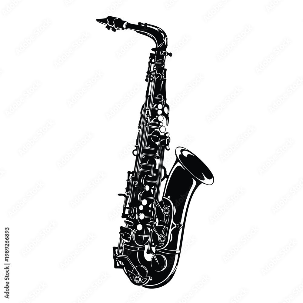Obraz premium Musical instrument saxophone jazz music wind instrument silhouette set bundle.