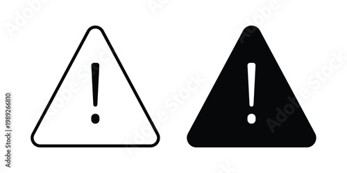 Caution Attention icon set, isolated on white background flat vectors