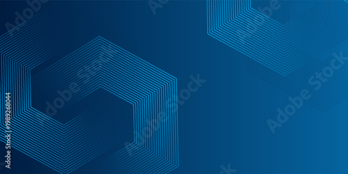 Blue abstract background with blue glowing geometric lines. Shiny blue circle lines pattern. Modern futuristic graphic design. Suit for cover, poster, banner, brochure, header, website