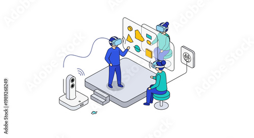 Exploring Immersive Virtual Reality Collaboration and Future Technology in a Modern Digital Environment, Showcasing Interactive Metaverse Experiences with People