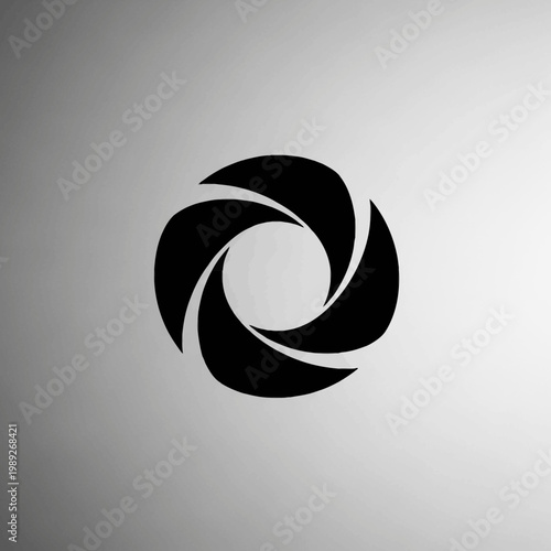 Abstract Black Swirls Forming a Circular Aperture Shape.