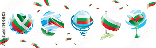 Vector set of the Bulgarian flag in various creative designs