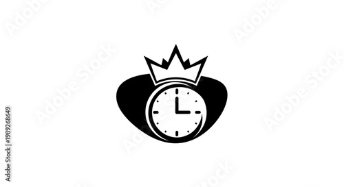 Photos King Crown Clock Icon Vector Illustration