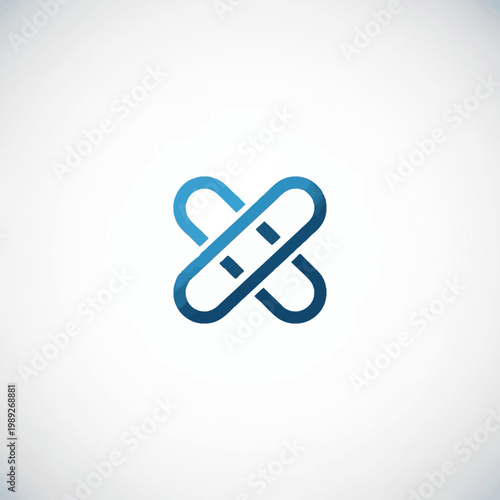 Abstract Blue Medical Bandage Icon Symbol.