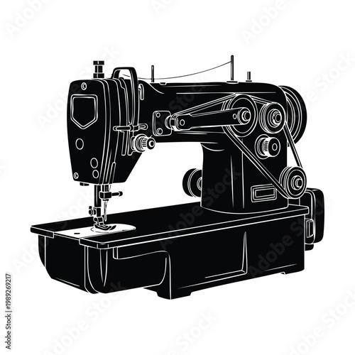 Sewing machine silhouette set bundle for tailoring and crafts.