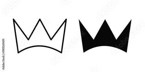 Crown icon set, isolated on white background flat vectors
