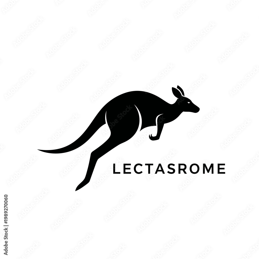 Fototapeta premium Silhouette of a jumping kangaroo with company name LECTASROME