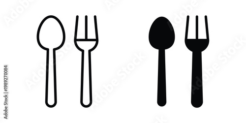 Cutlery icon set, isolated on white background flat vectors