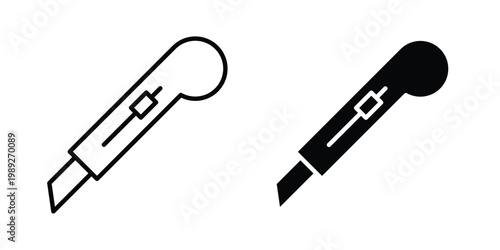 Cutter Knife icon set, isolated on white background flat vectors