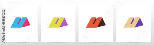Ramp Slanted Triangle Three-Dimensional Letter Initial Logo Design U
