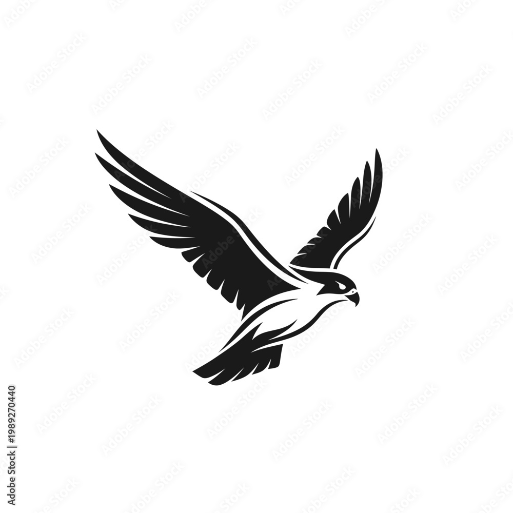 Fototapeta premium Soaring Falcon Silhouette - Majestic Bird of Prey in Flight